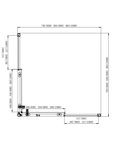 AQ ARI KV 08020GM Душевой уголок квадратный, двери раздвижные 800x800x2000 профиль оружейная сталь, стекло прозрачное. Фото 7