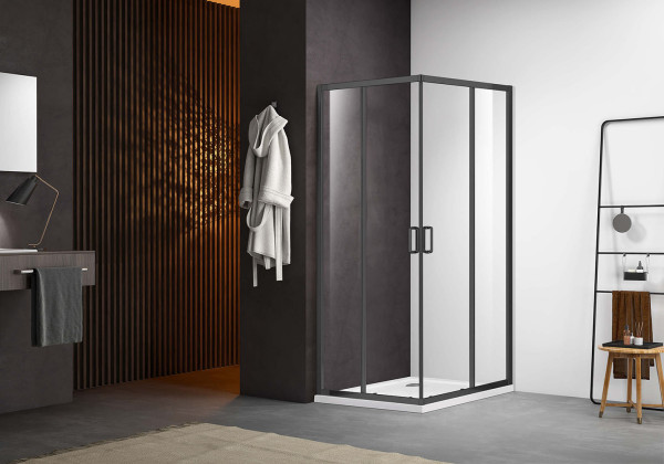 AQ ARI KV 09020GM Душевой уголок квадратный, двери раздвижные 900x900x2000 профиль оружейная сталь, стекло прозрачное. Фото 3