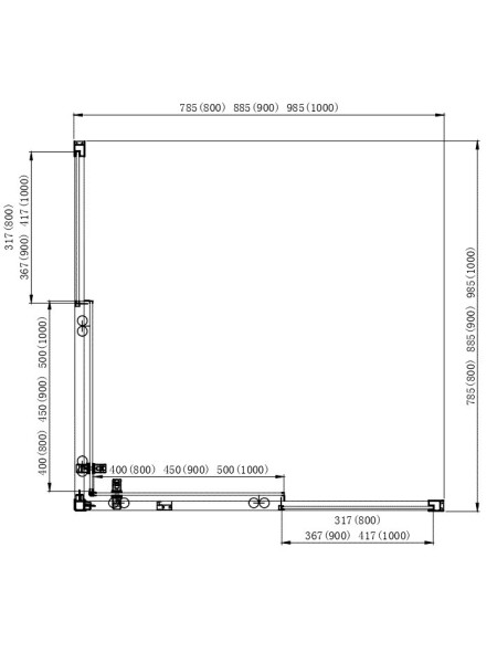 AQ ARI KV 10020GM Душевой уголок квадратный, двери раздвижные 1000x1000x2000 профиль оружейная сталь, стекло прозрачное. Фото 4