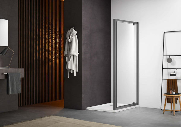 AQ ARI PI 10020GM Душевая дверь, распашная 1000x2000 профиль оружейная сталь, стекло прозрачное. Фото 3