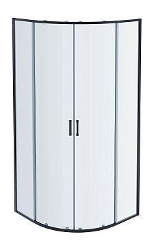 AQ ARI RO 08020BL Душевой уголок 1/4 круга, двери раздвижные 800x800x2000, профиль черный, стекло прозрачное. Фото 2