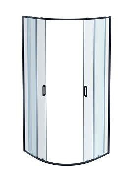 AQ ARI RO 08020BL Душевой уголок 1/4 круга, двери раздвижные 800x800x2000, профиль черный, стекло прозрачное. Фото 3