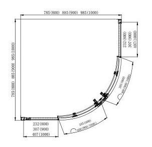 AQ ARI RO 08020BL Душевой уголок 1/4 круга, двери раздвижные 800x800x2000, профиль черный, стекло прозрачное. Фото 4