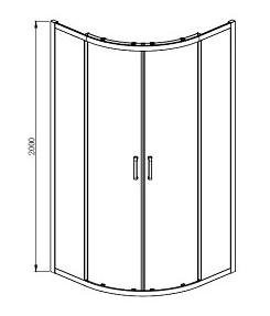 AQ ARI RO 08020BL Душевой уголок 1/4 круга, двери раздвижные 800x800x2000, профиль черный, стекло прозрачное. Фото 5