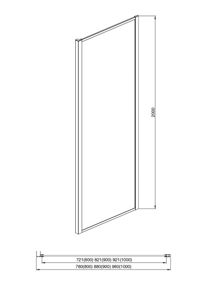 AQ ARI WA 09020CH Неподвижная душевая стенка 900x2000, для комбинации с дверью, профиль хром, стекло прозрачное (AQ NAA 6310-90). Фото 2