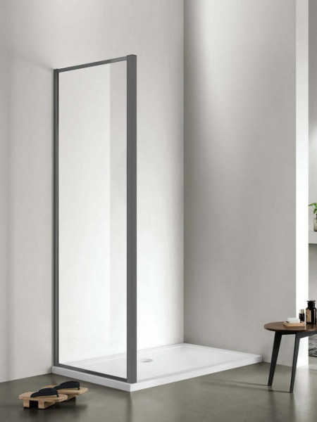 AQ ARI WA 10020GM Неподвижная душевая стенка 1000x2000, для комбинации с дверью, профиль оружейная сталь, стекло прозрачное. Фото 1