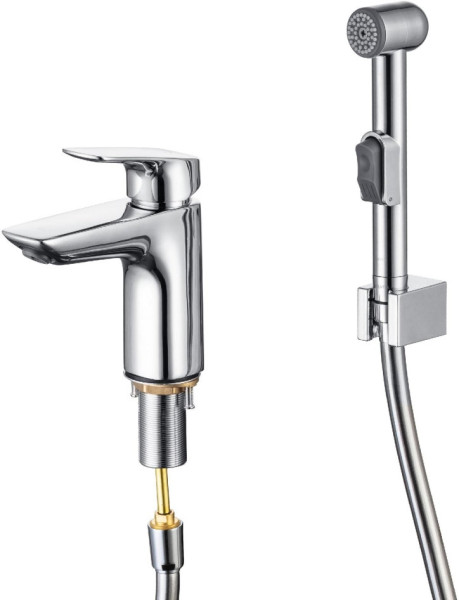 AQ1012CR ВЕГА смеситель для раковины 97 с гигиеническим ручным душем. Фото 1