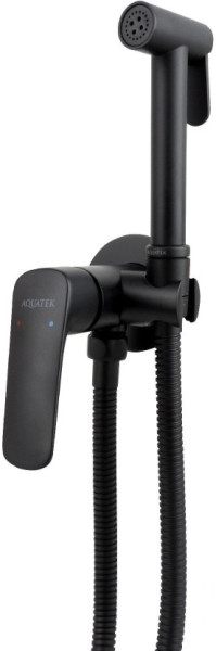 AQ1019MB ВЕГА комплект для гигиенического душа встроенный (смеситель + гигиеническая лейка + шланг), матовый черный. Фото 1