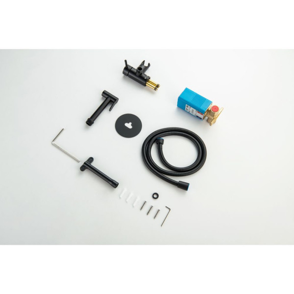 AQ1021MB ЕВРОПА комплект для гигиенического душа встроенный (смеситель + гигиеническая лейка + шланг), матовый черный. Фото 10