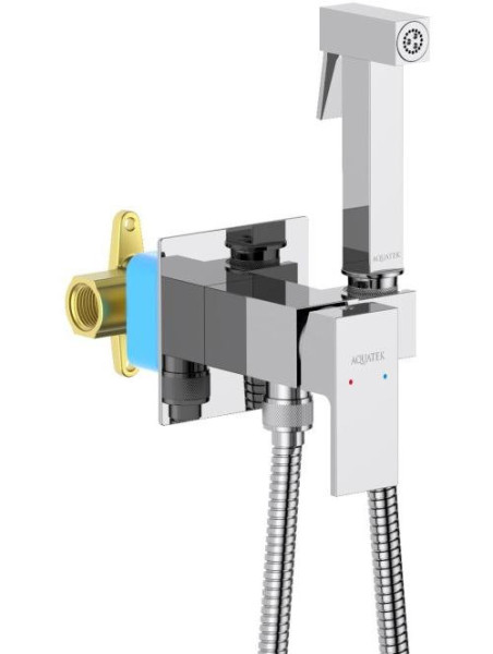 AQ1022CR ЛИБРА комплект для гигиенического душа встроенный (смеситель + гигиеническая лейка + шланг). Фото 2