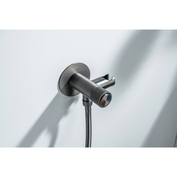 AQ1023BGM БЕТТА комплект для гигиенического душа Select встроенный (смеситель + гигиеническая лейка + шланг), оружейная сталь (шлиф. черный хром). Фото 7