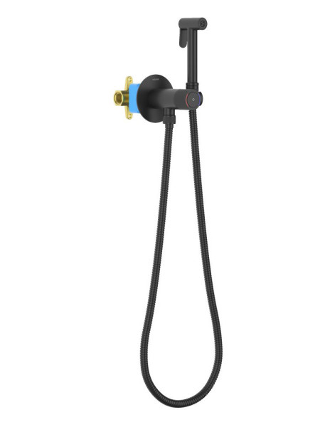 AQ1023MB БЕТТА комплект для гигиенического душа Select встроенный (смеситель + гигиеническая лейка + шланг), матовый черный. Фото 1