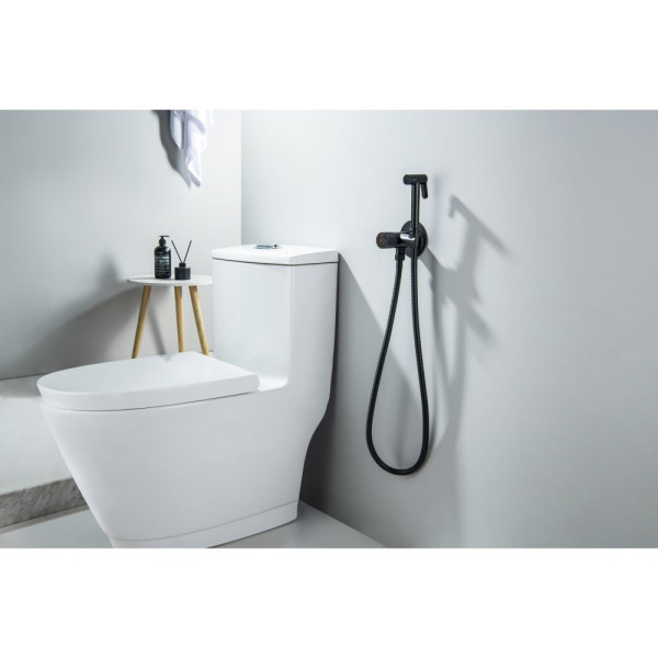 AQ1023MB БЕТТА комплект для гигиенического душа Select встроенный (смеситель + гигиеническая лейка + шланг), матовый черный. Фото 4