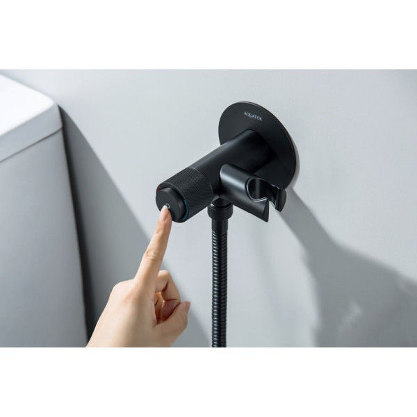 AQ1023MB БЕТТА комплект для гигиенического душа Select встроенный (смеситель + гигиеническая лейка + шланг), матовый черный. Фото 6