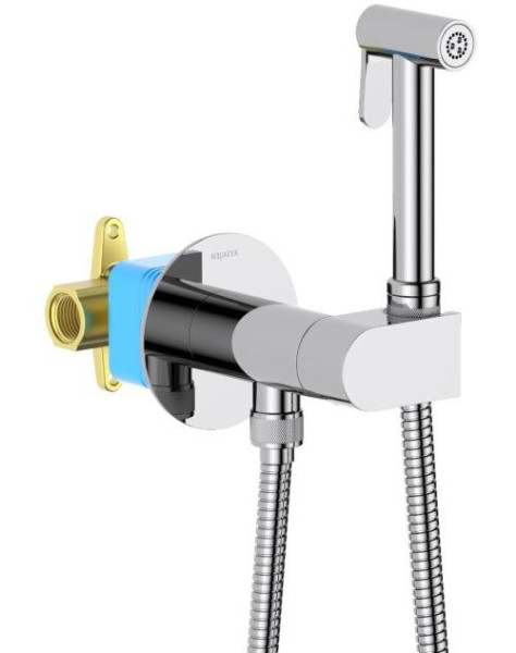 AQ1024CR ОБЕРОН комплект для гигиенического душа встроенный (смеситель c прогрессивным картриджем + гигиеническая лейка + шланг). Фото 2