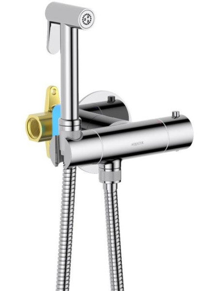 AQ1027CR ОБЕРОН комплект для гигиенического душа термостатический встроенный (смеситель + гигиеническая лейка + шланг). Фото 2