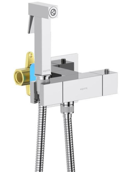 AQ1028CR ЛИБРА комплект для гигиенического душа термостатический встроенный (смеситель + гигиеническая лейка + шланг). Фото 2