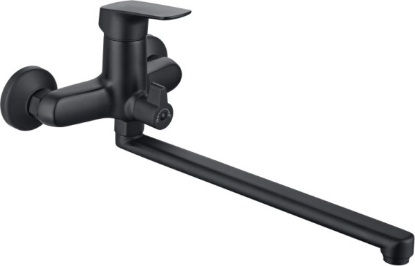 AQ1042MB ВЕГА смеситель для ванны с длинным изливом, матовый черный. Фото 1