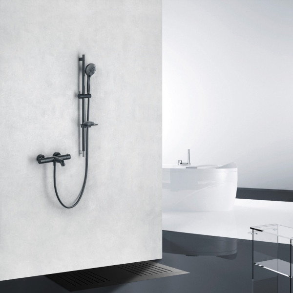 AQ1043MB ВЕГА термостатический смеситель для ванны, матовый черный. Фото 2