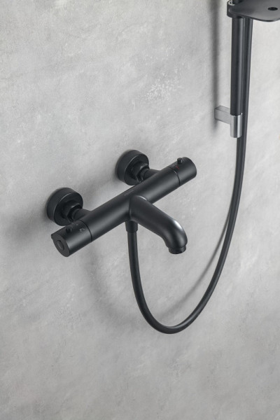 AQ1043MB ВЕГА термостатический смеситель для ванны, матовый черный. Фото 5