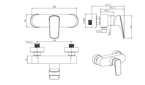 AQ1060CR ВЕГА смеситель для душа. Фото 2