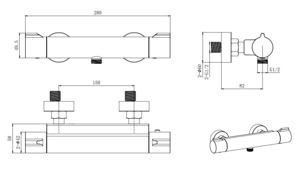 AQ1063CR ВЕГА термостатический смеситель для душа. Фото 2