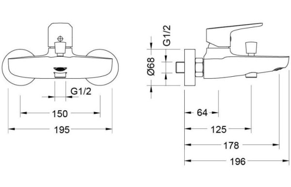 AQ1140CR БЕТТА смеситель для ванны. Фото 2