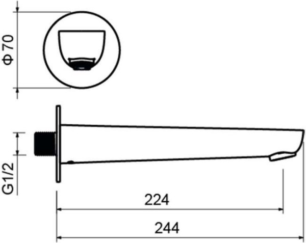 AQ1141MB БЕТТА излив для ванны 224 мм, матовый черный. Фото 2