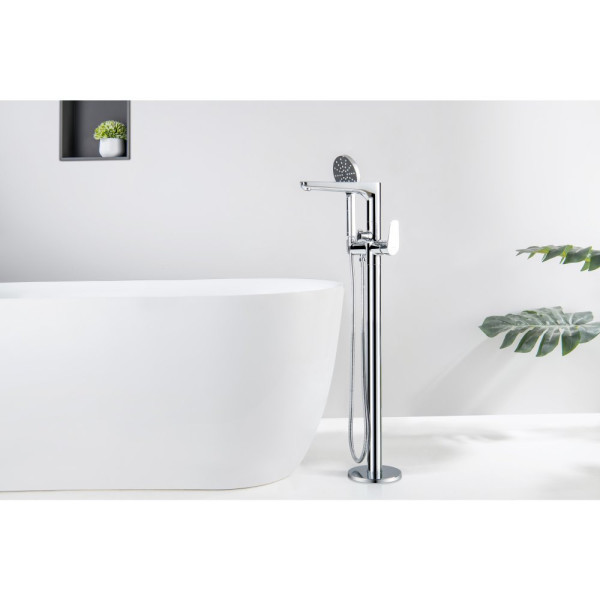 AQ1145CR БЕТТА смеситель для ванны напольный (внешняя и скрытая часть). Фото 3