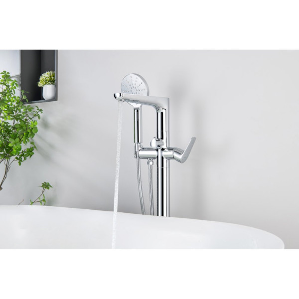 AQ1145CR БЕТТА смеситель для ванны напольный (внешняя и скрытая часть). Фото 5