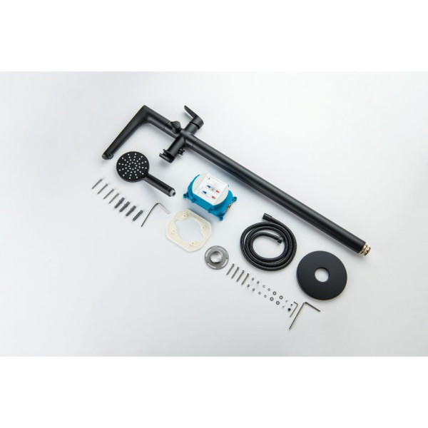 AQ1145MB БЕТТА смеситель для ванны напольный (внешняя и скрытая часть), матовый черный. Фото 8