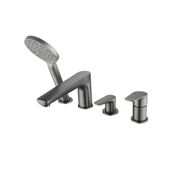 AQ1148BGM БЕТТА смеситель на борт ванны на 4 отв., оружейная сталь (шлиф. черный хром). Фото 2