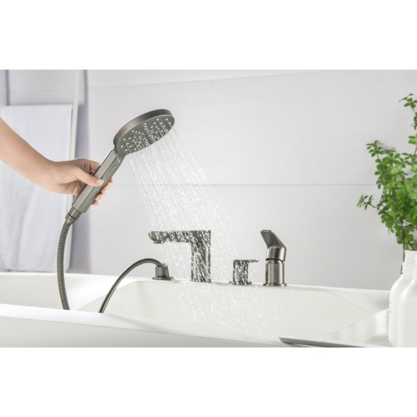 AQ1148BGM БЕТТА смеситель на борт ванны на 4 отв., оружейная сталь (шлиф. черный хром). Фото 8