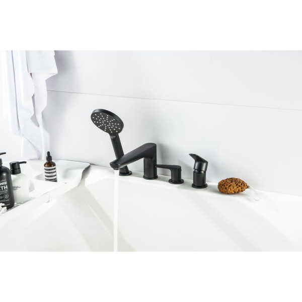 AQ1148MB БЕТТА смеситель на борт ванны на 4 отв., матовый черный. Фото 4
