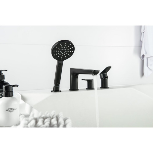 AQ1148MB БЕТТА смеситель на борт ванны на 4 отв., матовый черный. Фото 5