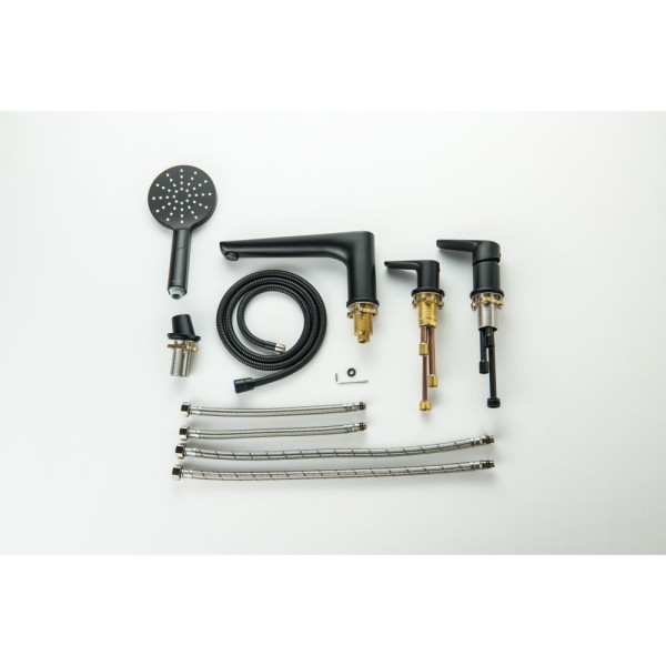 AQ1148MB БЕТТА смеситель на борт ванны на 4 отв., матовый черный. Фото 8