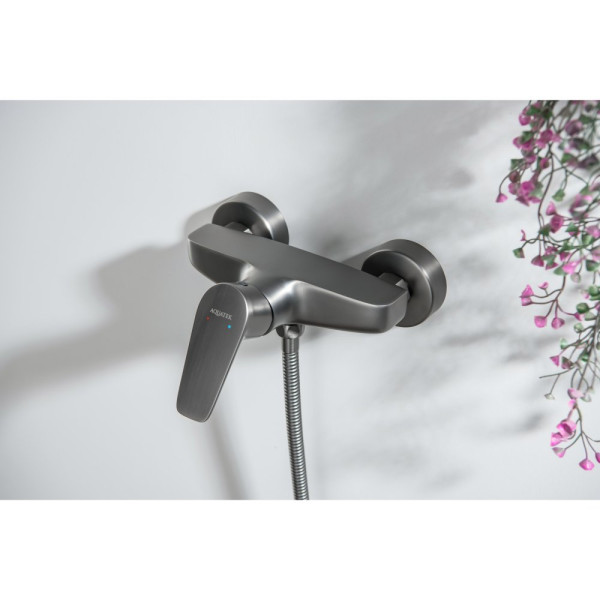 AQ1160BGM БЕТТА смеситель для душа, оружейная сталь (шлиф. черный хром). Фото 4