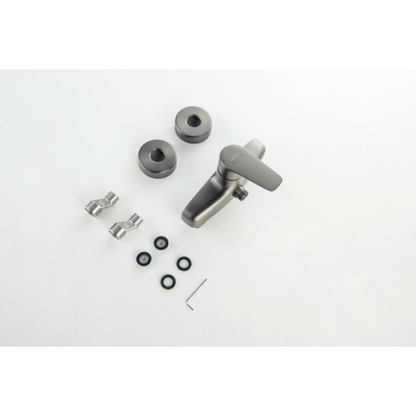 AQ1160BGM БЕТТА смеситель для душа, оружейная сталь (шлиф. черный хром). Фото 5