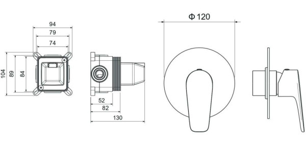 AQ1166MB БЕТТА смеситель для душа 1 режим (внешняя и скрытая часть), матовый черный. Фото 4