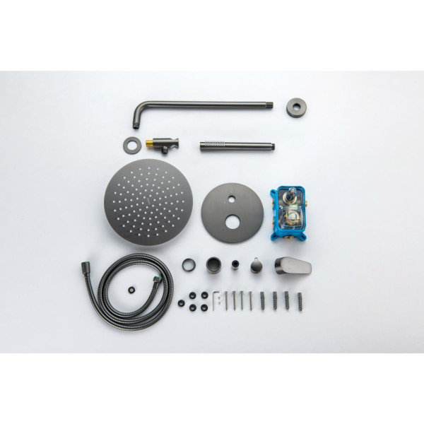 AQ1172BGM БЕТТА Set 3 в 1 душевой комплект 2 режима, оружейная сталь (шлиф. черный хром). Фото 11