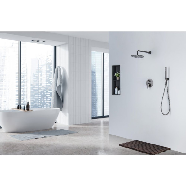 AQ1172BGM БЕТТА Set 3 в 1 душевой комплект 2 режима, оружейная сталь (шлиф. черный хром). Фото 13