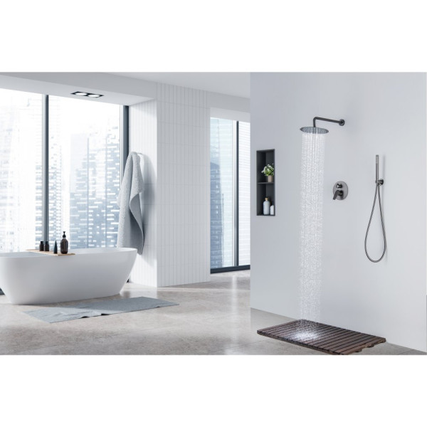 AQ1172BGM БЕТТА Set 3 в 1 душевой комплект 2 режима, оружейная сталь (шлиф. черный хром). Фото 14