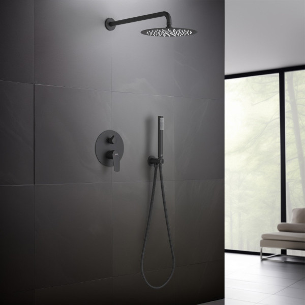 AQ1172MB БЕТТА Set 3 в 1 душевой комплект 2 режима, матовый черный. Фото 4