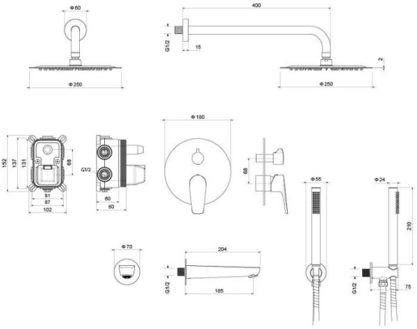 AQ1173CR БЕТТА Set 4 в 1 душевой комплект 3 режима. Фото 9