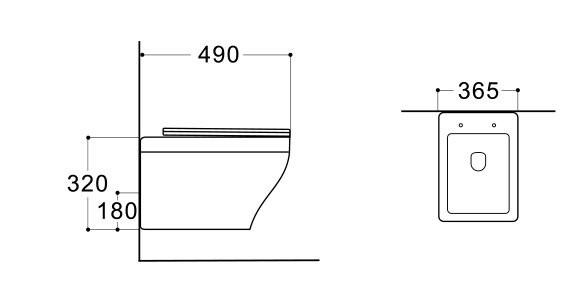 AQ1180-00 АМАДЕО Унитаз подвесной компакт безободковый 490*360*320 мм, тонкое сиденье с механизмом плавного закрывания, крепеж. Фото 1