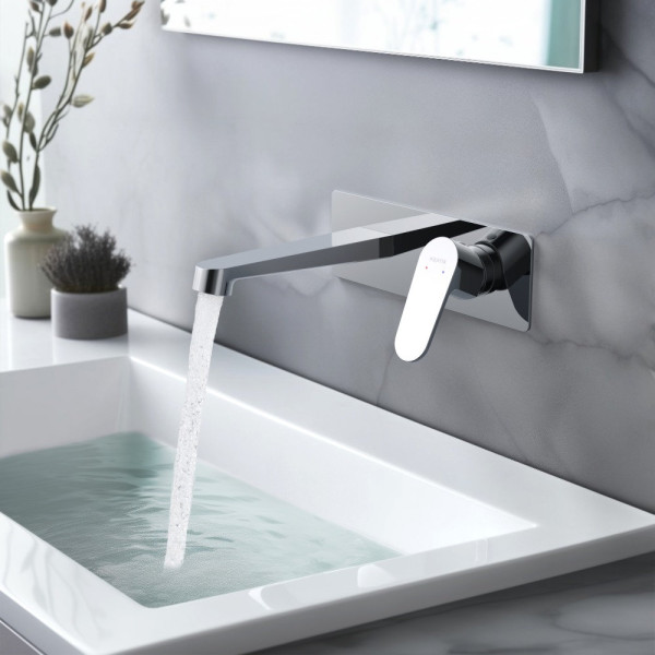 AQ1213CR ОБЕРОН смеситель для раковины настенный (внешняя и скрытая часть). Фото 4