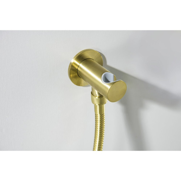 AQ1219BG ОБЕРОН набор с гигиеническим душем (смеситель + гигиеническая лейка + шланг + шланговое подсоединение с держателем), шлиф. золото. Фото 10