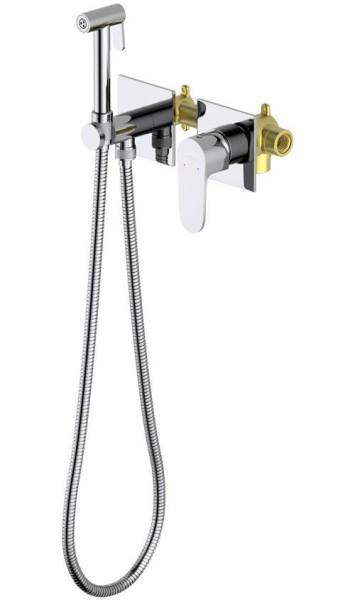 AQ1220CR ОБЕРОН комплект для гигиенического душа встроенный 2 отв. (смеситель + гигиеническая лейка + шланг). Фото 1