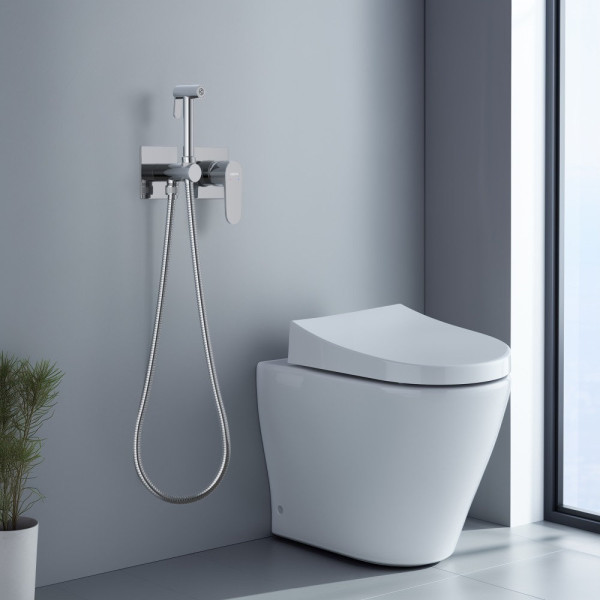 AQ1220CR ОБЕРОН комплект для гигиенического душа встроенный 2 отв. (смеситель + гигиеническая лейка + шланг). Фото 3