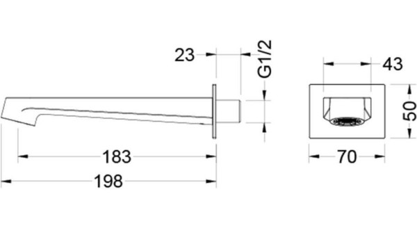 AQ1241MB ОБЕРОН излив для ванны 183 мм, матовый черный. Фото 2
